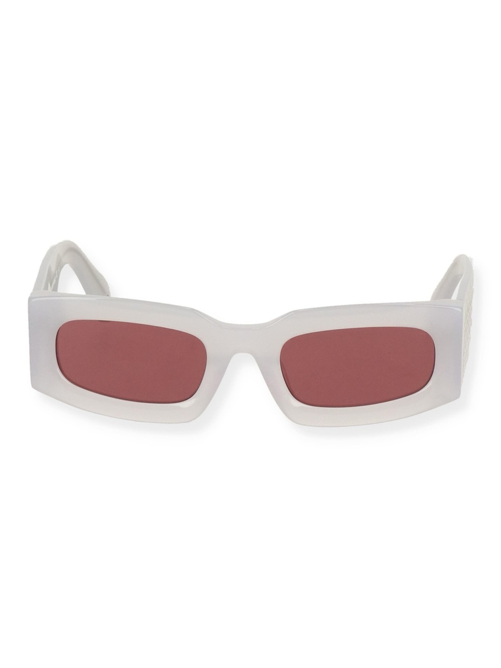 Off-White White Frame Sunglasses with Burgundy-Tinted Lenses